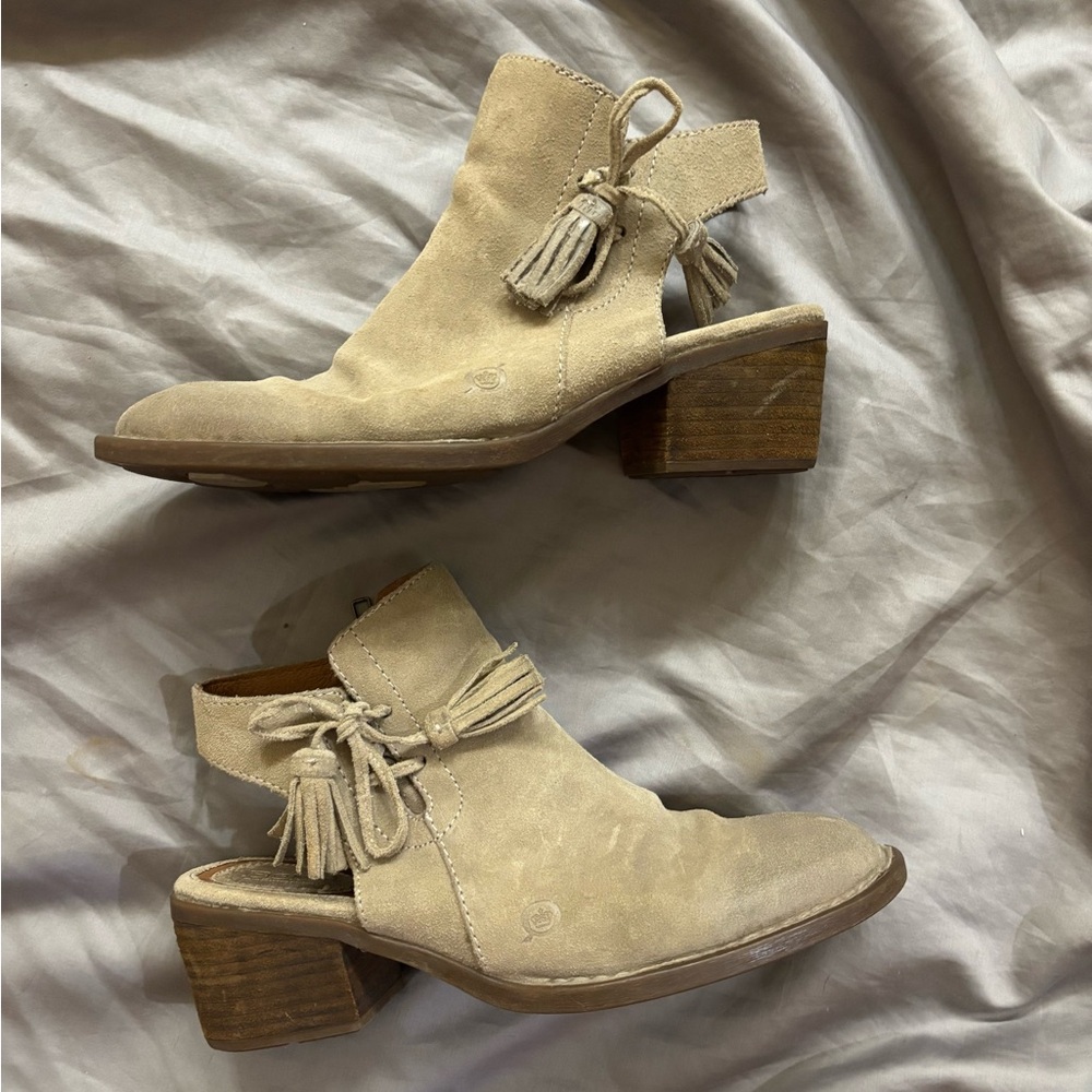 Born Women's Monikah Slingback Booties Size 8M Stone Grey Suede